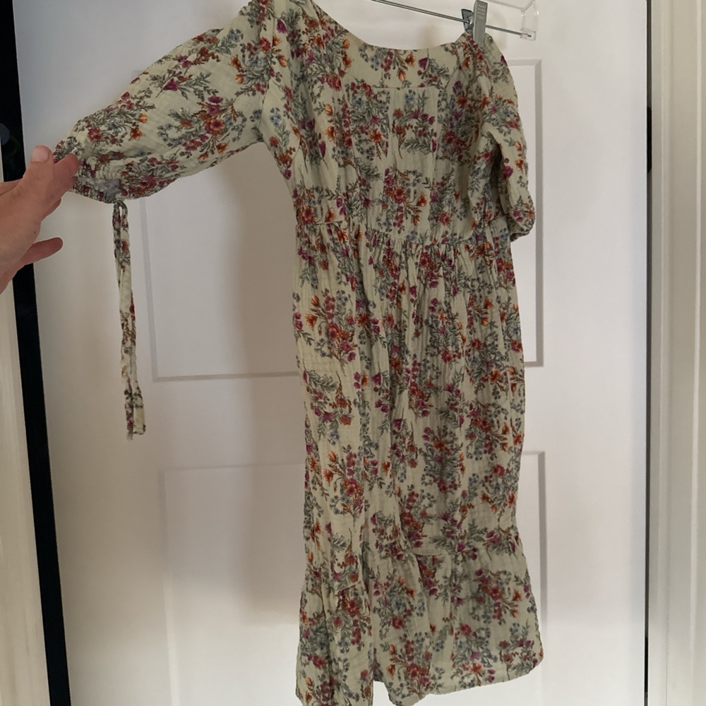 Floral Midi Dress in Cream and Red